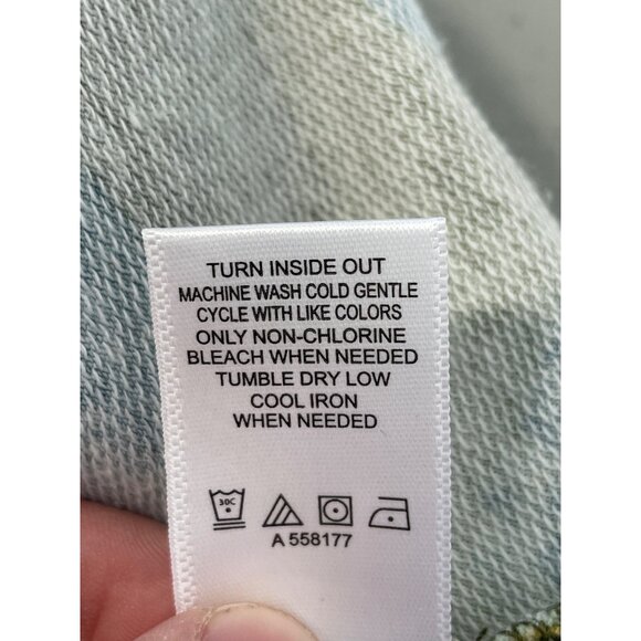 LOGO Lounge by Lori Goldstein Camo Print Split Neck Top Size Large Green Blue - Picture 8 of 10